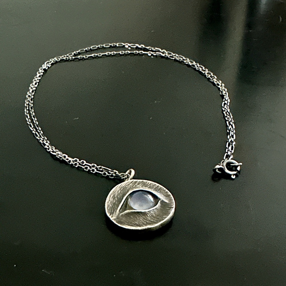 Ecclesia - Eyes of a Blue Dog (or the Milk Eyed Mender) blue chalcedony necklace